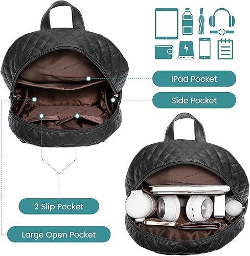 Miniatura 3 de LOVEVOOK Mini Backpack for Women Fashion Quilted Small Backpack Purse Ladies Leather Backpacks, Waterproof Backpack Purse for Work Travel Daily