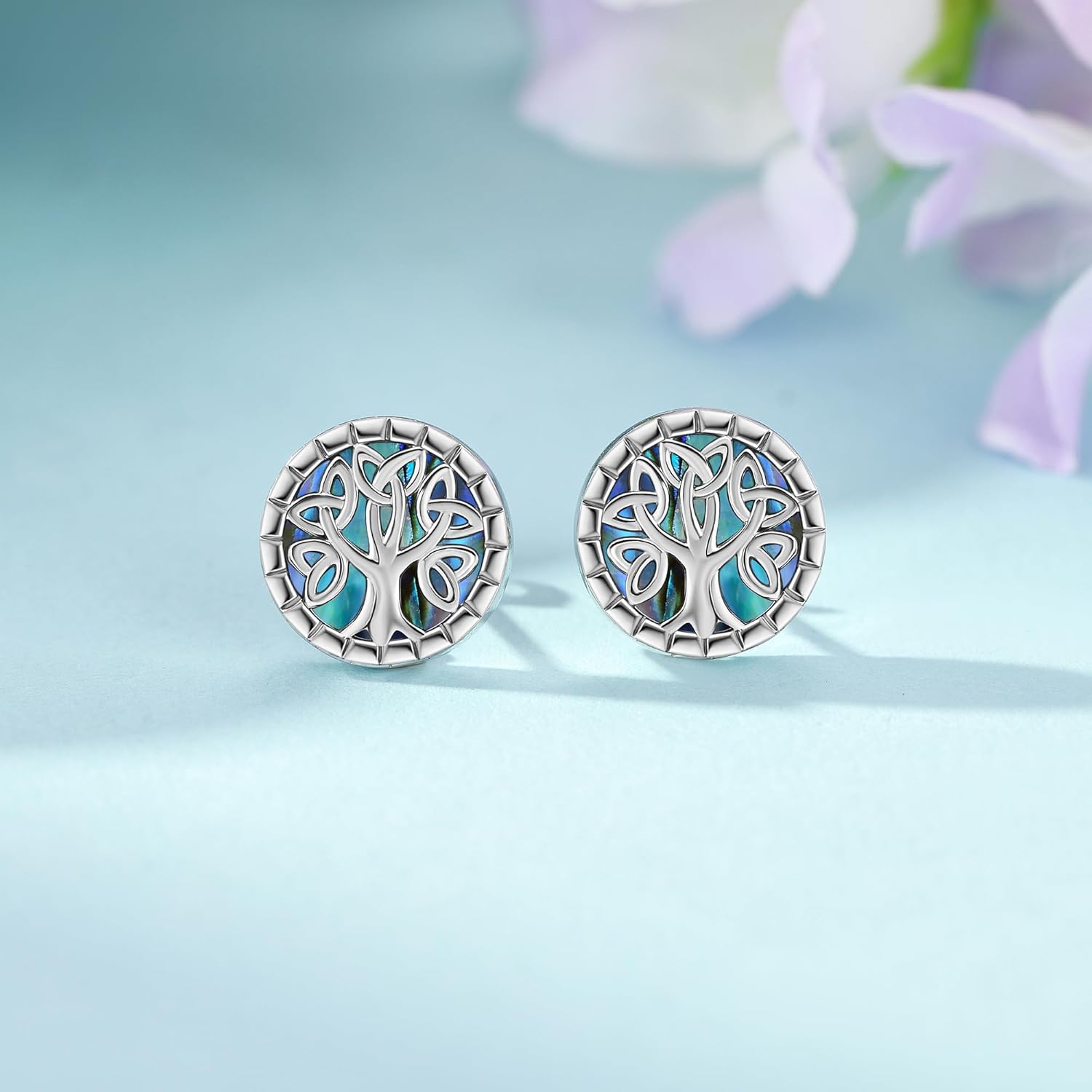 Tree of Life Earrings 925 Sterling Silver Tree of Life Stud Earrings Christmas Jewelry Gifts for Women - Image 4