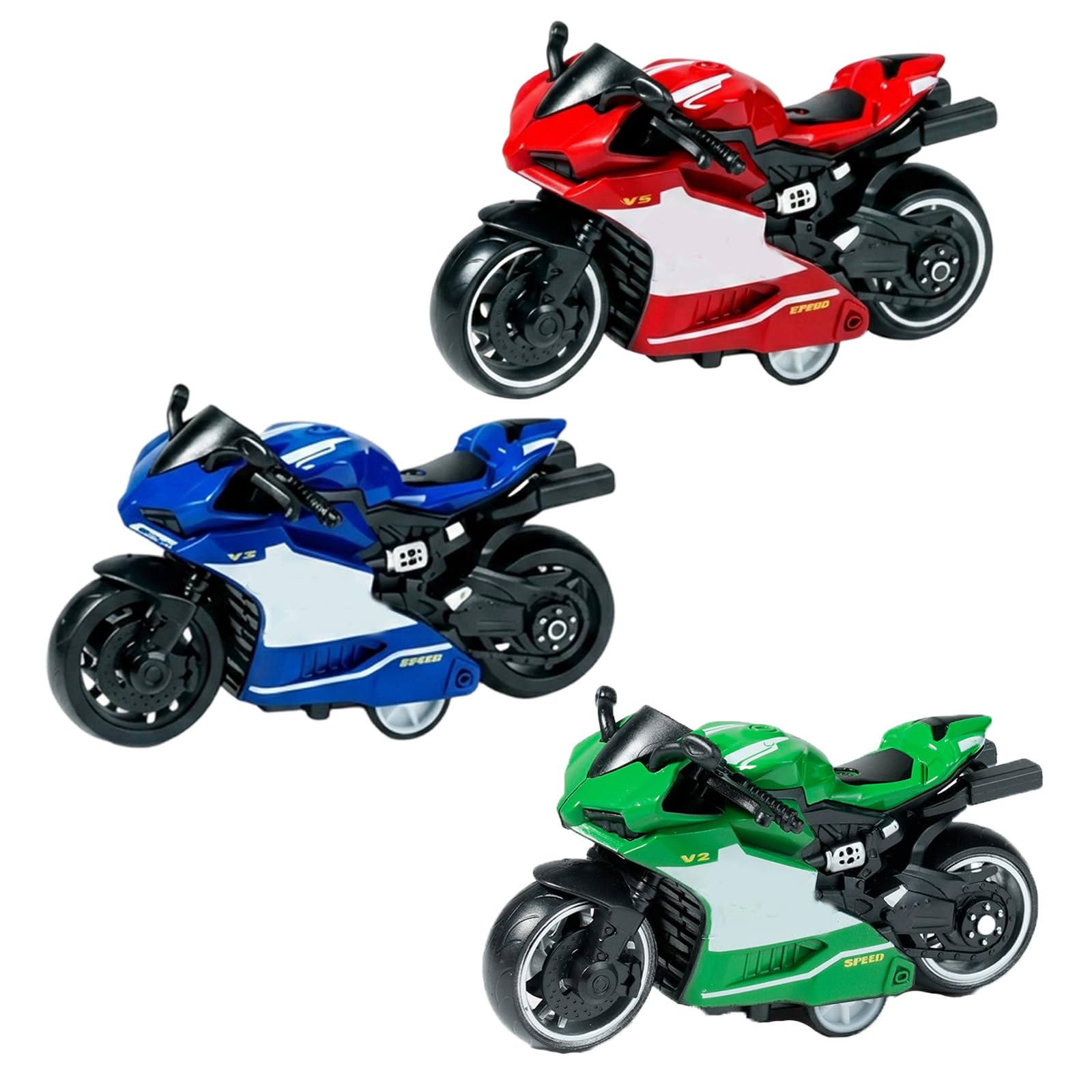 Rndqw 3Pcs Pull Back Motorcycle Set, Motorcycle Model Collection — image 1