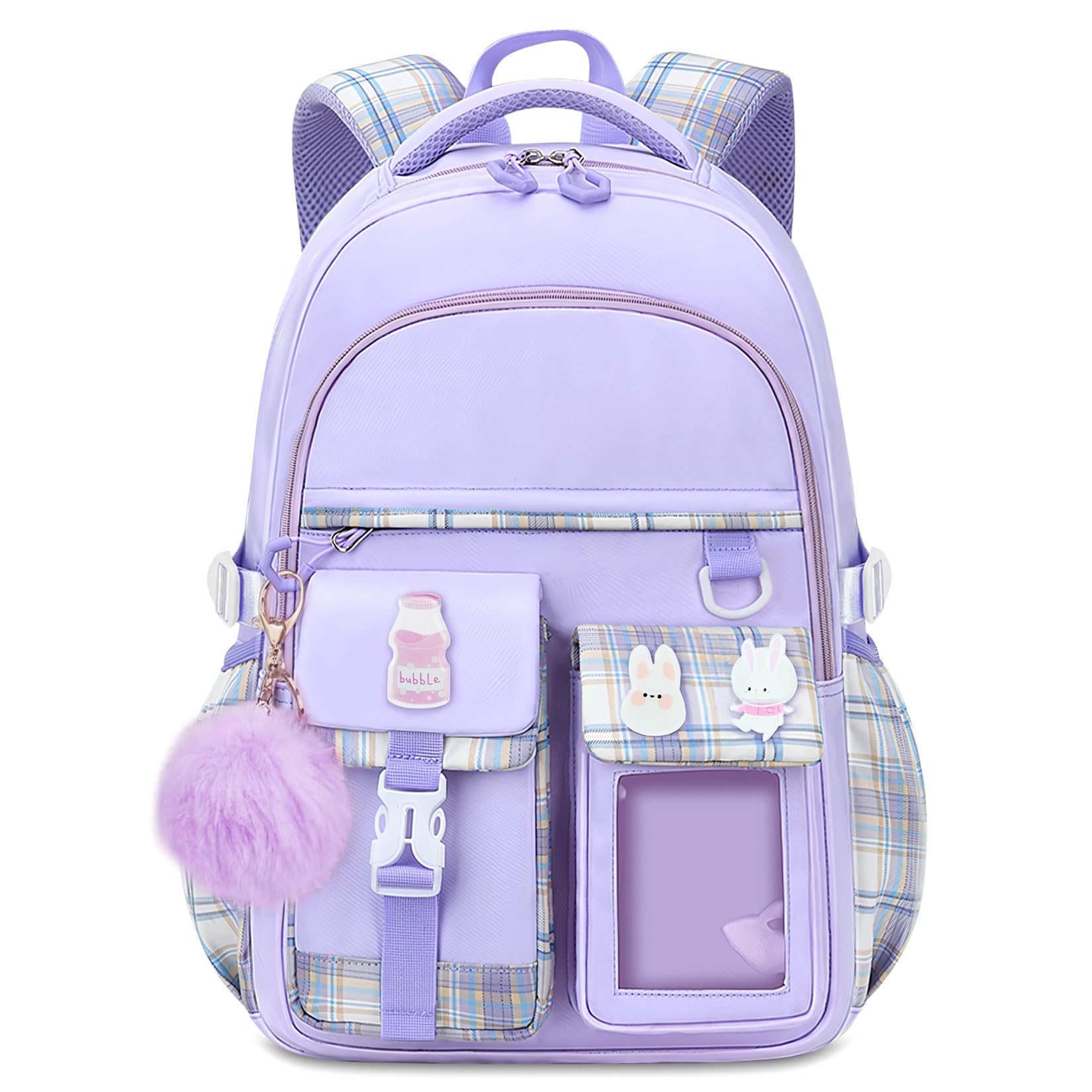 Fitvc Kids Backpacks for Girls - Cute Girls Backpack for Elementary, Middle and High School Students - 18" Large Capacity School Bookbag with Multiple