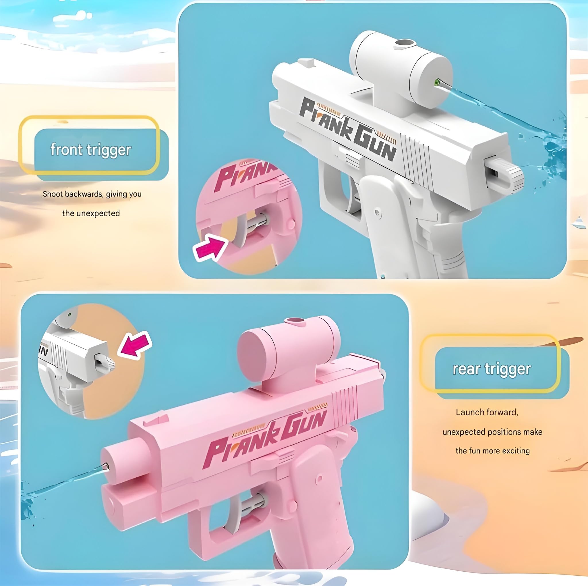 Aseenaa Funny Prank Water Gun Toy - 2-in-1 Dual Nozzle Reverse Spray Pichkari for Holi & Parties - Safe ABS Plastic Squirt Gun for Kids & Adults - Ultimate Gag Gift (Random Color) 1