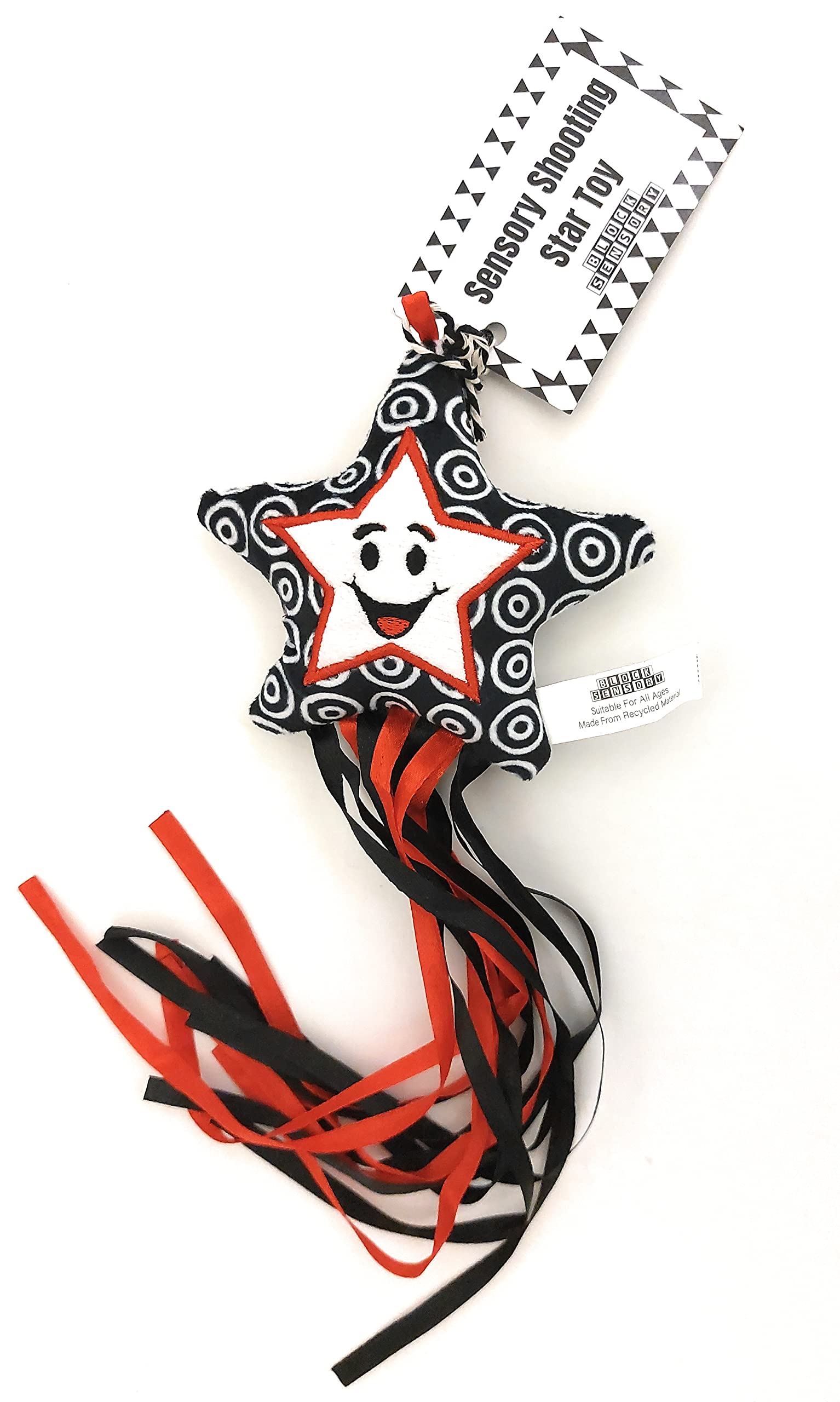 Baby Toy; Baby Sensory Soft Toy, Including Ribbons, Rattle And Bold Monochrome Pattern.