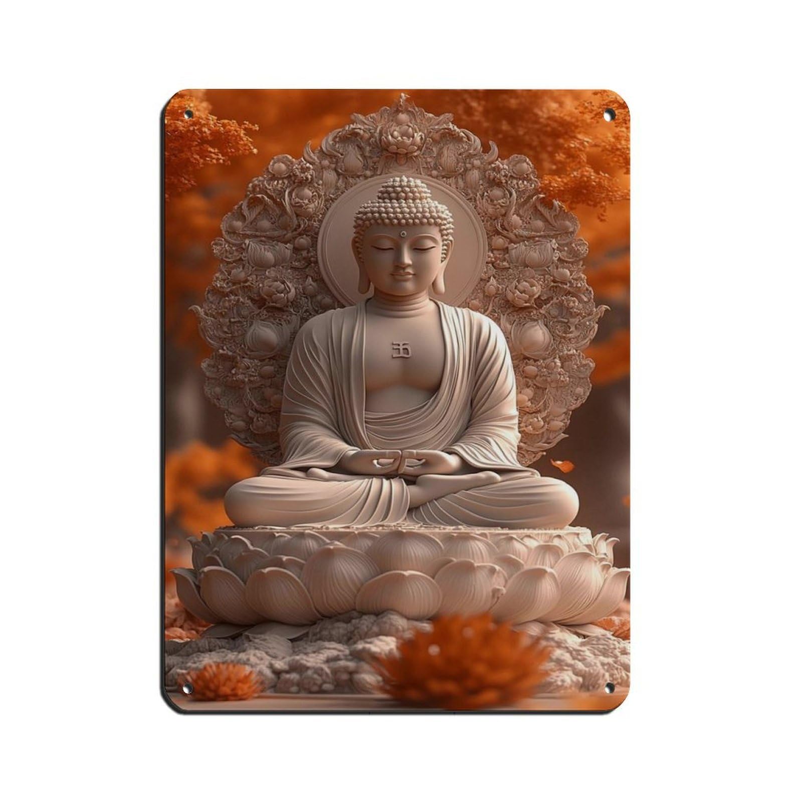 Buddha Healing Decor, Hindu Art Tin Sign Vintage Metal Pub Club Cafe Bar Home Wall Art Decoration Poster Retro 12x16inch(30x40cm)