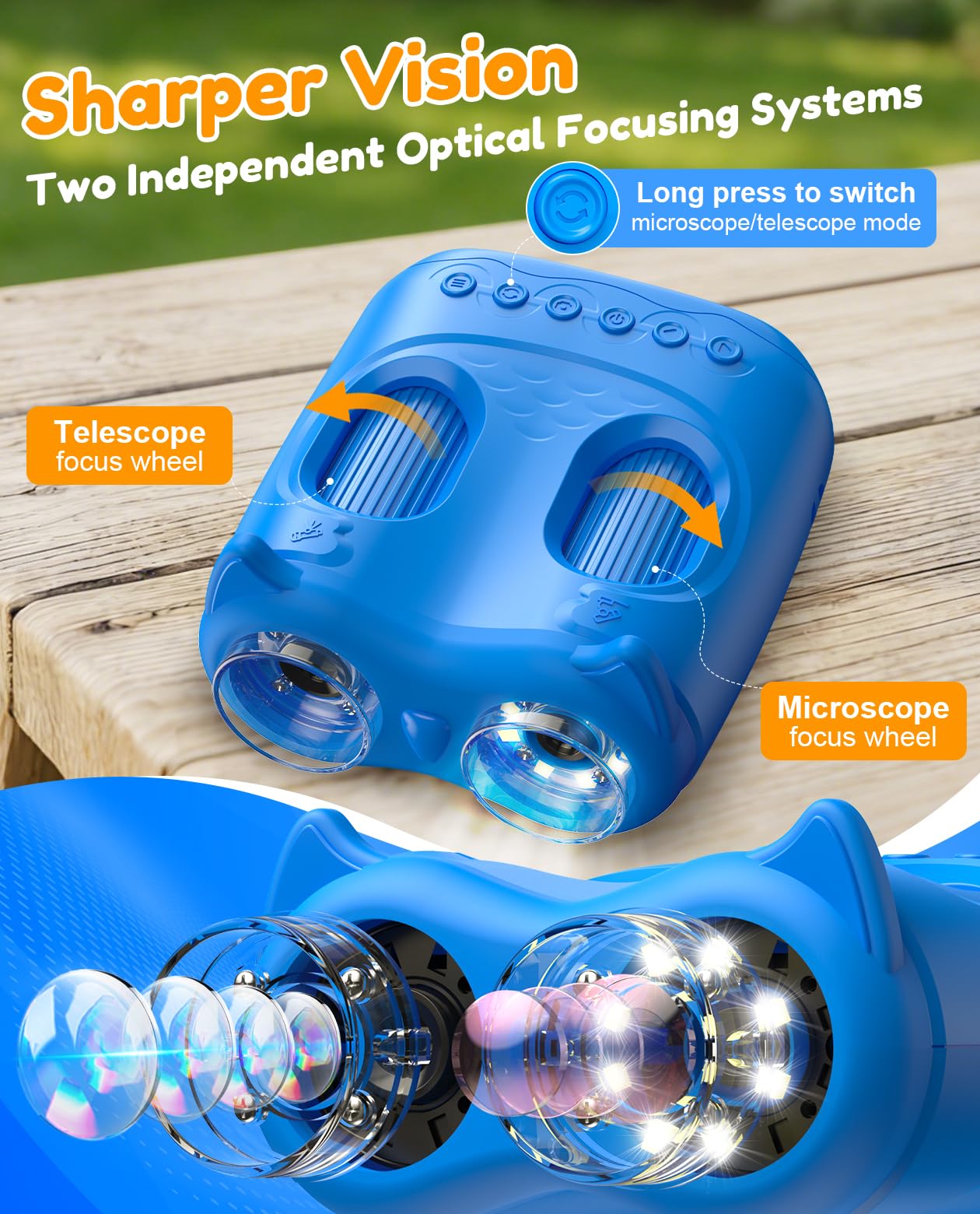 Microscope Numérique Portable 1000X pour Enfant: Miniscope & Télescope 2-en-1 avec Écran IPS 2,0" 4K, Loupe Portable STEM, 15 Lames, Jouet Rechargeable, Cadeau pour Garçons et Filles 4-12