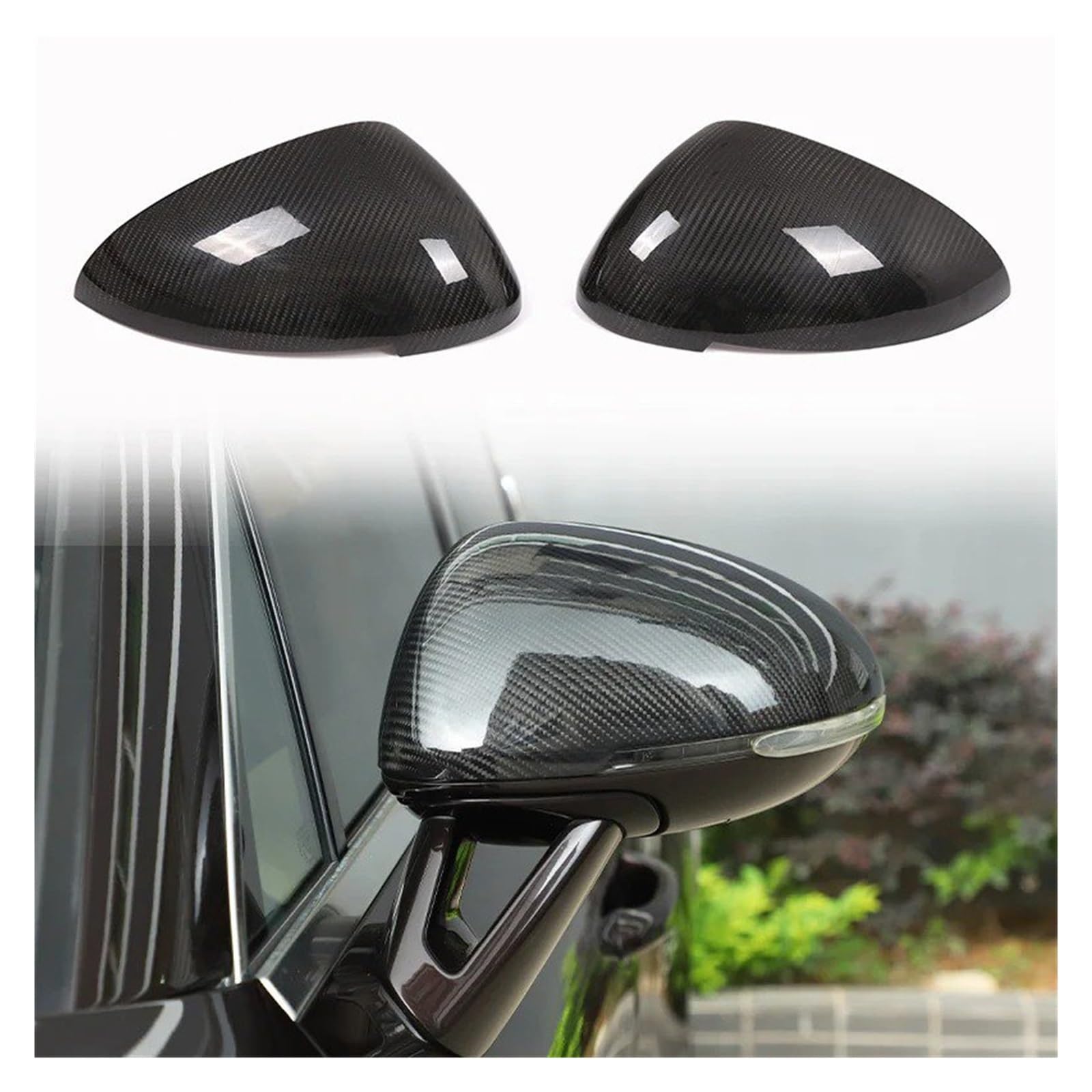 Interior Mouldings for Macan 2014-2023 Carbon Fibre Car Rearview Mirror Cover Trim Sticker Car Accessories 2PCS Car Accessory(Carbon Fiber)