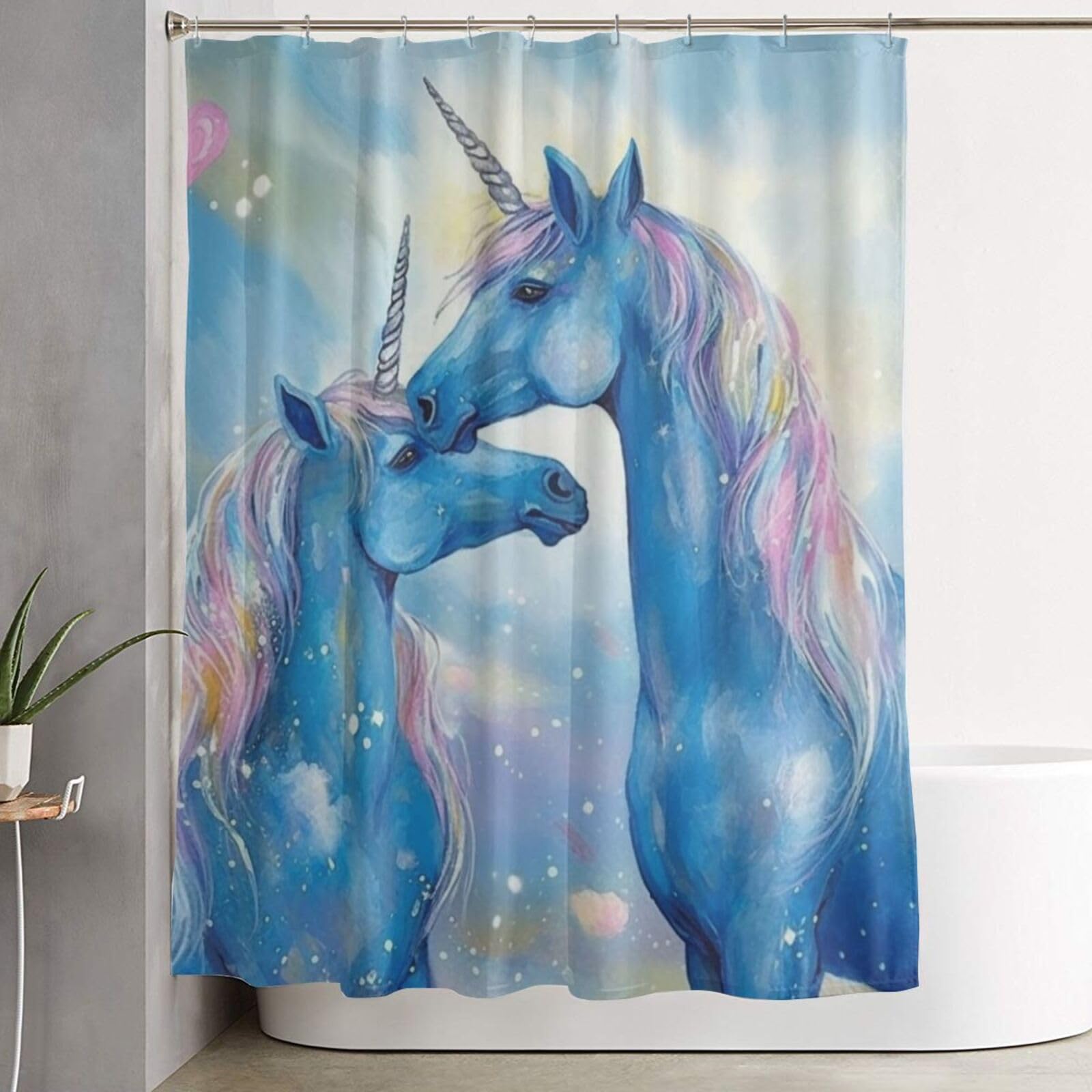 Rideau de douche bleu imperméable 182,9x152,4 cm avec 12 crochets pour salle de bain