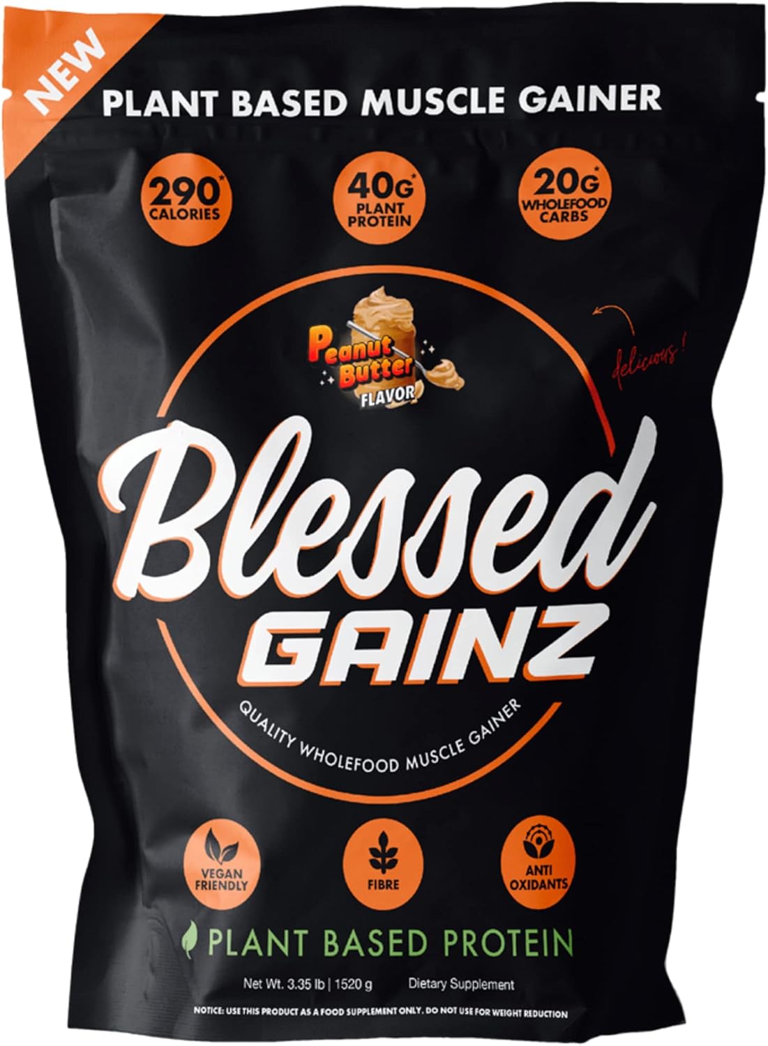 BLESSED Gainz Vegan Protein Powder Mass Gainer 40g Plant