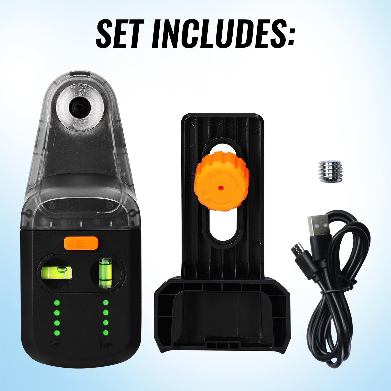 Herramienta niveladora láser, nivel de pared 4 en 1 con láser de línea/colector de polvo de taladro/ventosa electrónica al vacío y soporte de pared, nivel recargable para colgar fotos, construcción de