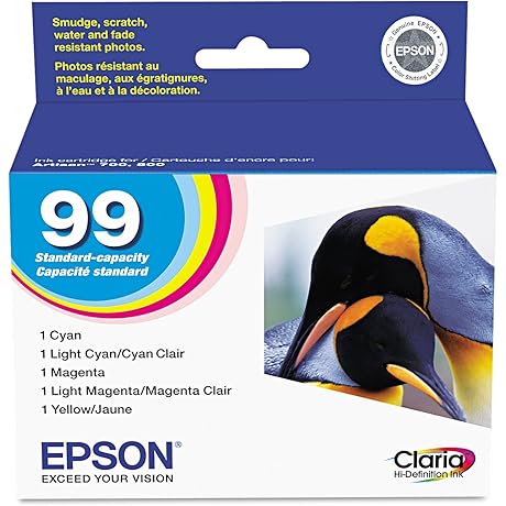 Epson T804200 99 Claria Hi-Definition Ink Standard Capacity 5 Color Cartridge Combo Pack