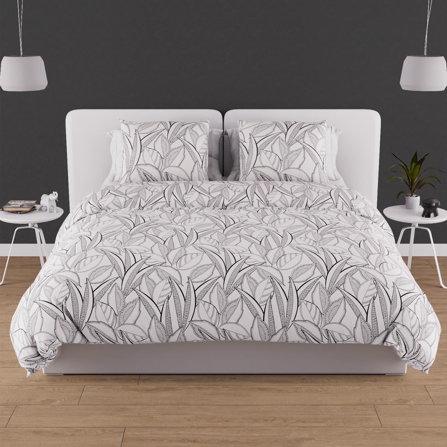 Soleil d'ocre, Togo Cotton Duvet Cover Set, 57 Thread Count, 260 x 240 cm, White