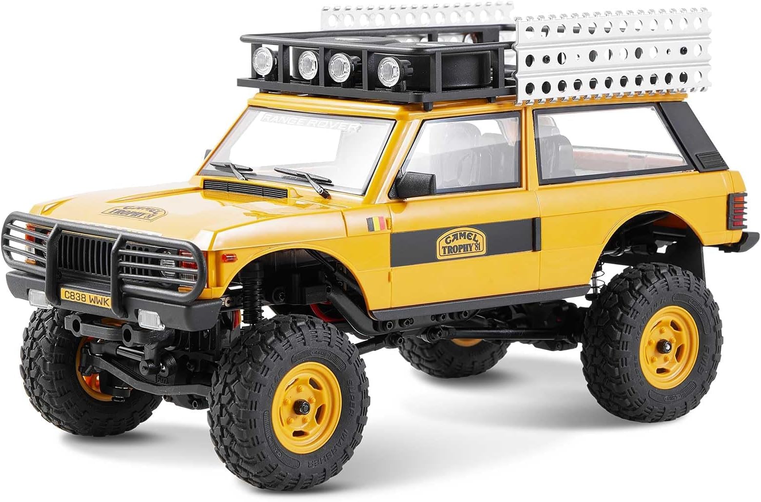 FCX24M FMS 1/24 RC Crawler Land Rover Family Off-Road RC Rock Crawler with Lighting Effects Speed Switch and Accessories Pack RC Car for Adults (Range Rover)