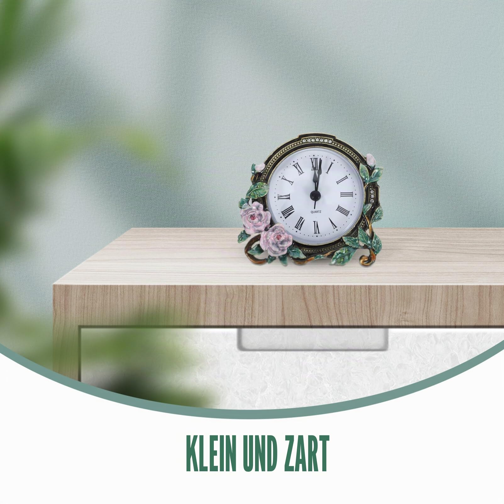 Cabilock Mini Tischuhr Vintage Stil Leise Europäische Kleine Uhr Zum Hinstellen Für Wohnzimmer Büro Deko Ästhetik