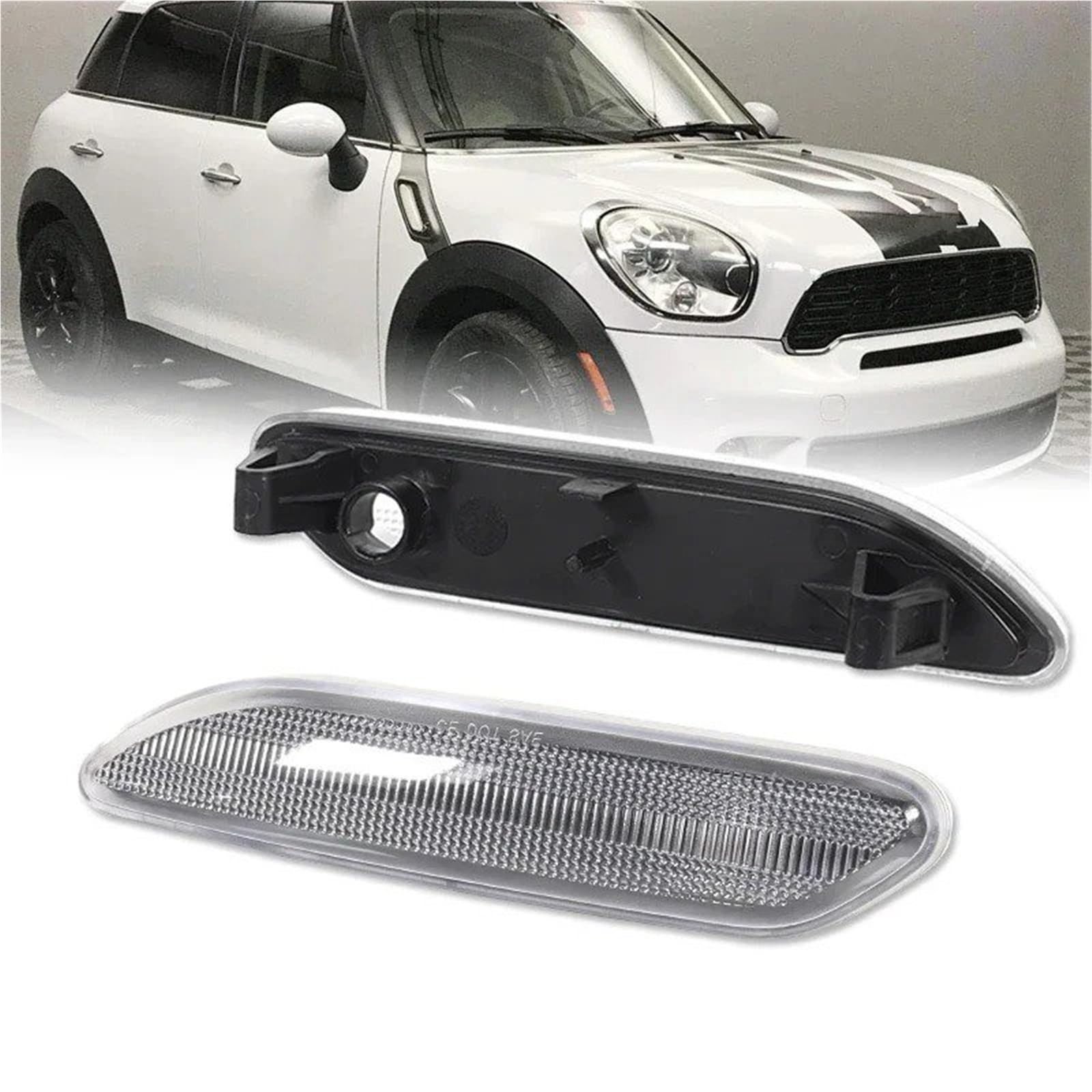 Clignotants Remplacements Boîtier Lumière Clignotant Marqueur Latéral D'aile Avant pour Mini pour Cooper R60 R61 pour Countryman pour Paceman sans Ampoule/Prise Clignotants LED(Clear Lens)