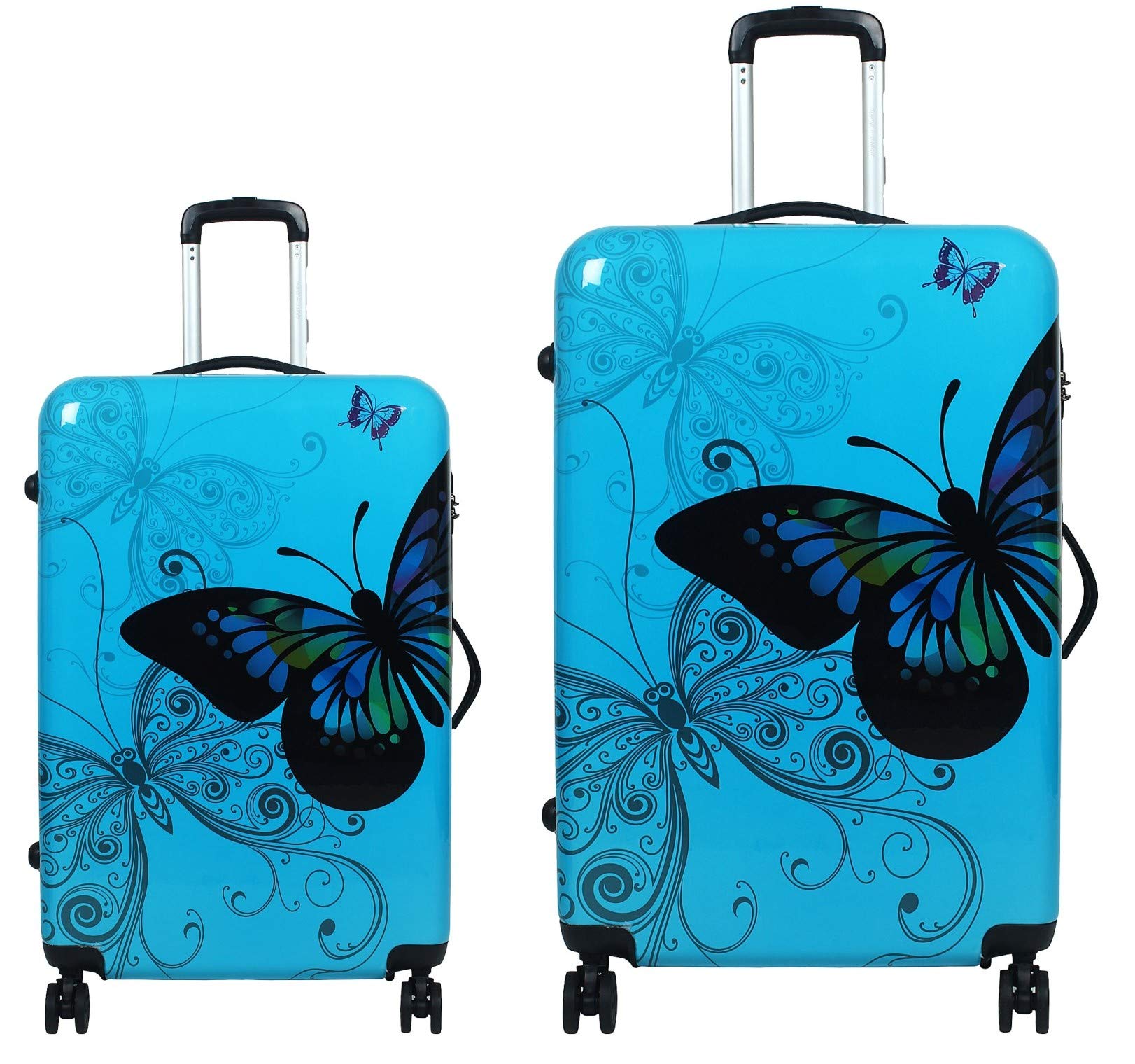 Tramp & BadgerPolycarbonate 20 inch & 24 inch Hard Trolley Bag (Set of 2) (Butterfly-Blue-Setof2_Blue)