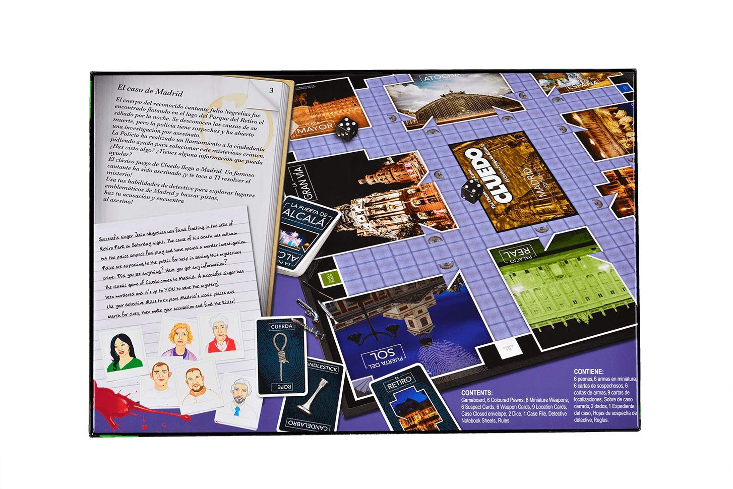 Winning Moves Cluedo Madrid - Misterios En La Capital Española para 2-6 Jugadores, Juegos de Mesa niños 8 años y para Fans de Madrid, Juegos de Mesa cluedo Juego de Mesa