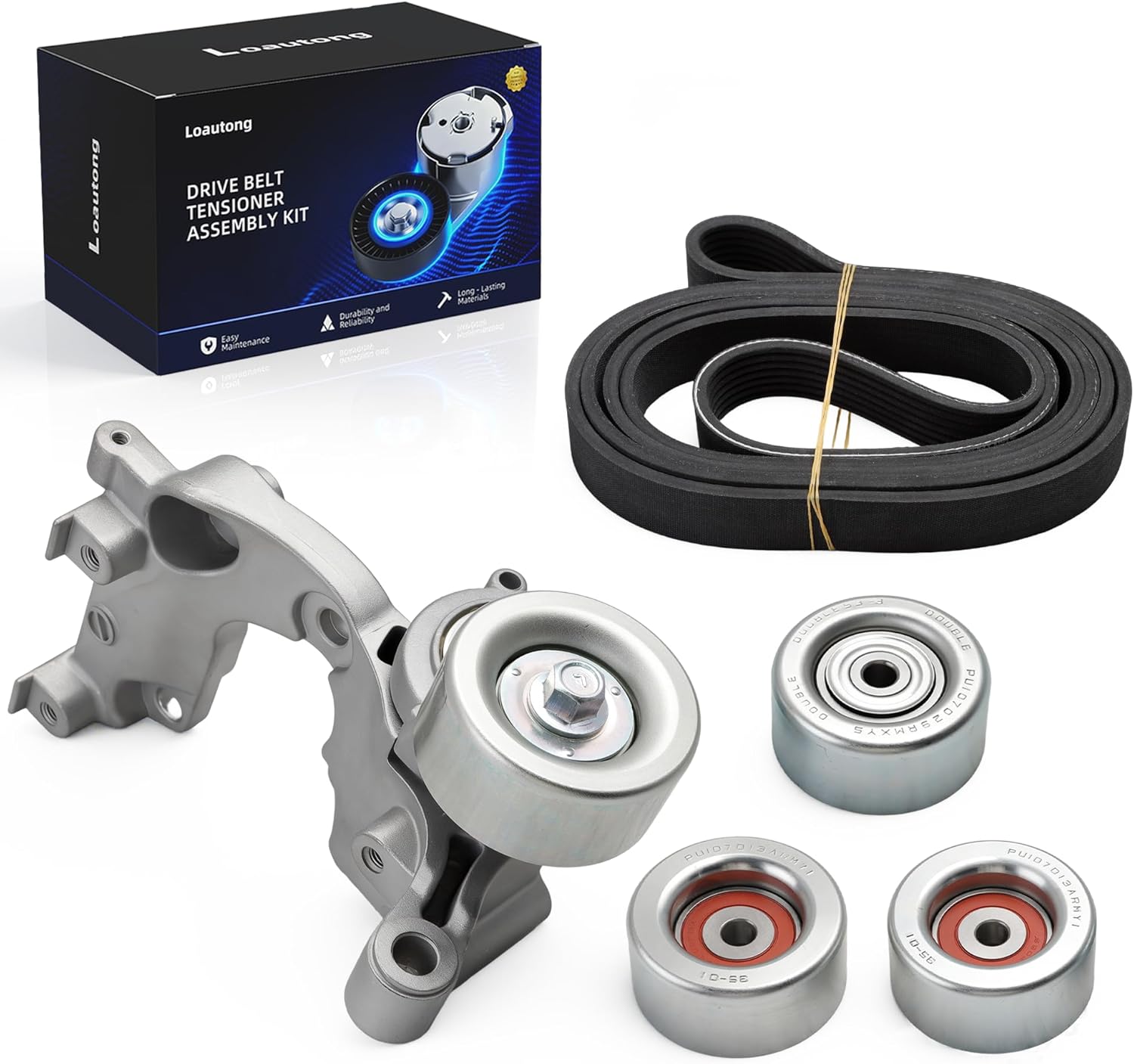 Belt Tensioner Serpentine Belt Idler Pulley Kit For Toyota Tundra 05-10, For Tacoma 05-15, For 4Runner 04-09, For FJ Cruiser 07-09, V6 4.0L, 38411, 36173, 36174