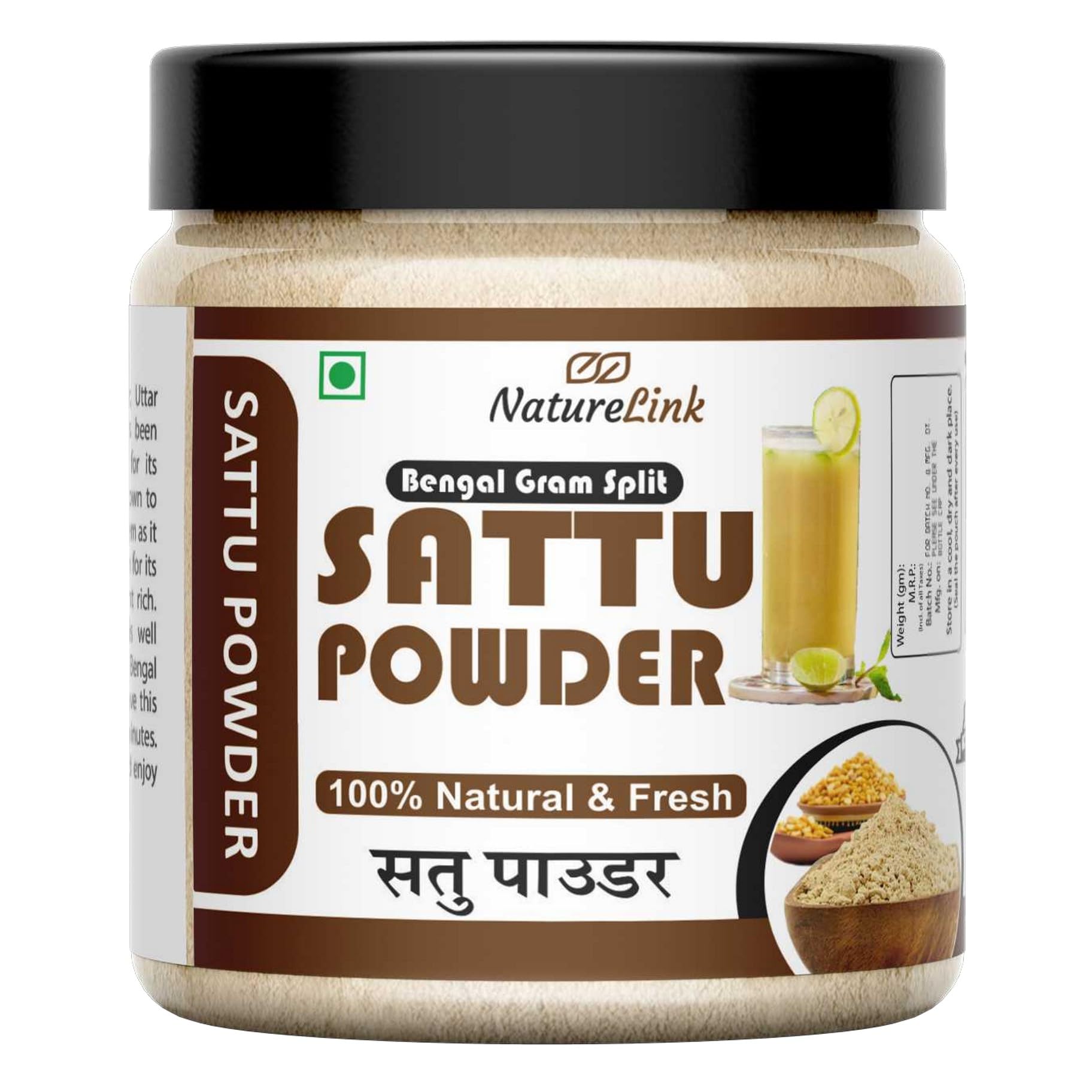 Nature Link Sattu Powder Chana Sattu Roasted Bengal Gram Chana Powder Flour (Jar) (100gm) (B0DDYRZMSV) Amazon Price History, Amazon Price Tracker