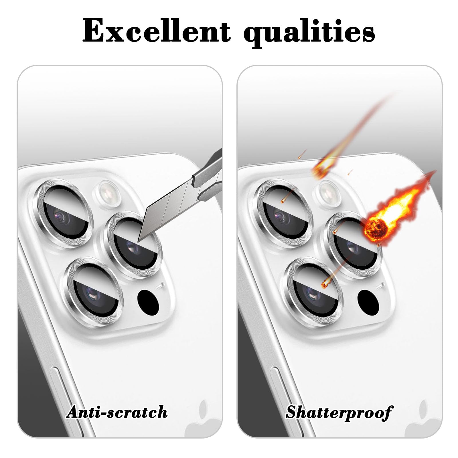 Kucheed Proteggi Obiettivo Fotocamera Glitterato Per IPhone 16 Pro/Pro Max – Vetro 9H E Anelli In Lega