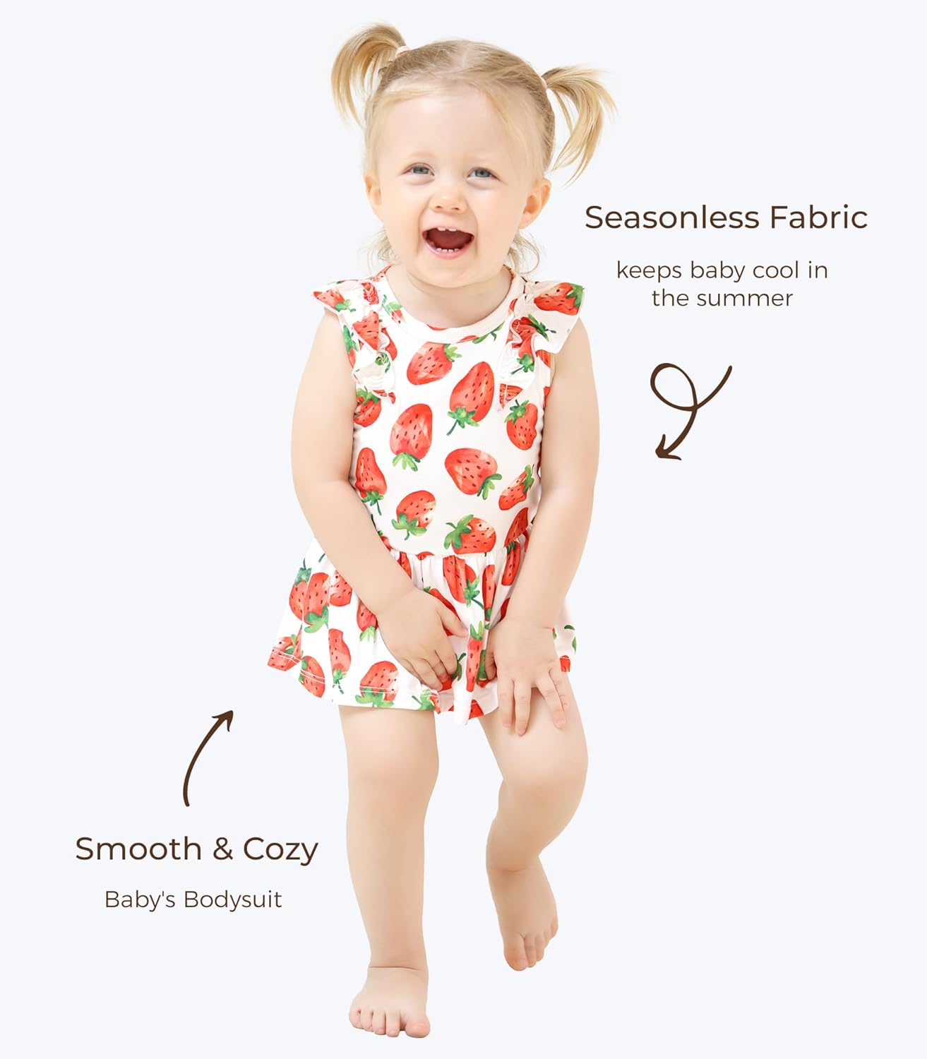 Baby Girl Bodysuit Soft Romper Ruffle Dress, Newborn Sleeveless Clothes Jumpsuit, Viscose Made from Bamboo