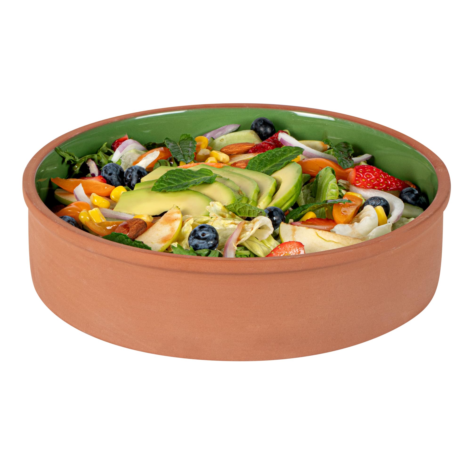 Restaurantware -Terra Tek - Cazuelas in terracotta da 1,5 l, 2 pentole in terracotta smaltata verde per cucinare, pronte per il forno, microonde, pentole in terracotta, lavabili in lavastoviglie, per
