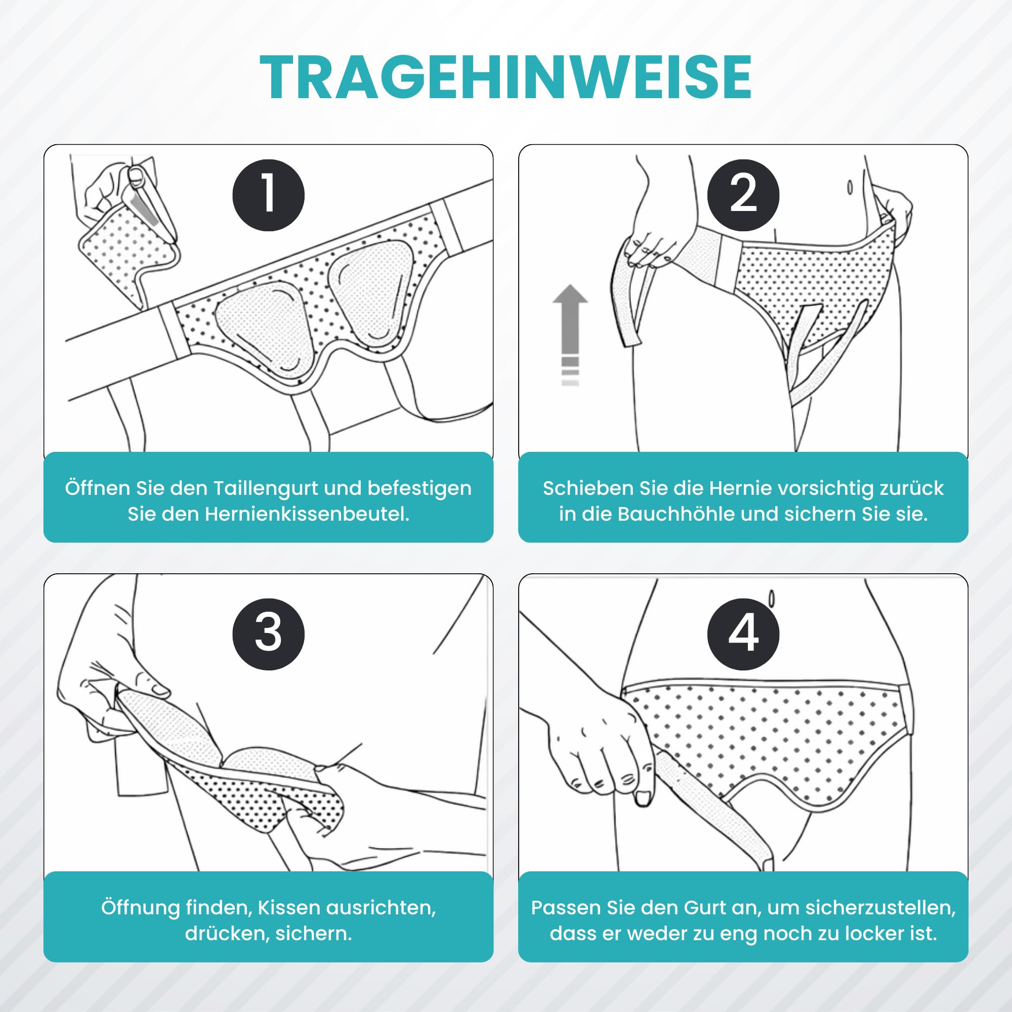 BeFit24 Leistenbruchgürtel für Männer mit 2 medizinischen Silikoneinlagen | Leistenbruch Herniengürtel Herren Bruchband komfortabel diskret elastisch PU-Polster Größe L verstellbar (90–105 cm)