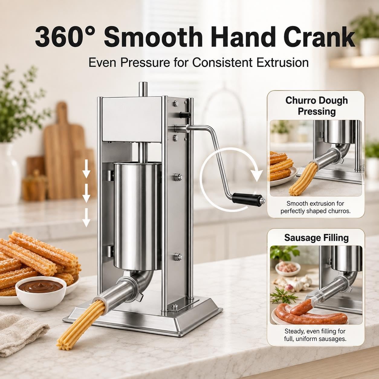 Wurstfüller Und Churro-Maschine, 304 Stahl, 3L/5L/7L Fassungsvermögen