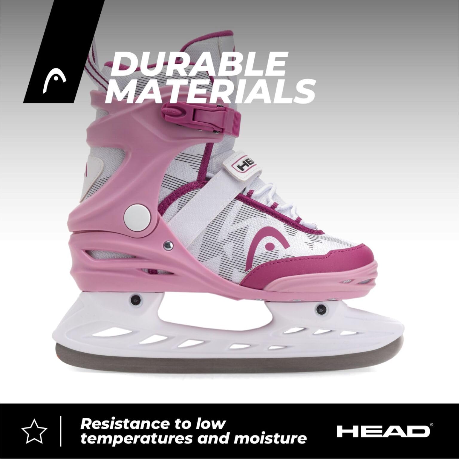 Head Icebreaker Freizeit-Schlittschuhe – für Anfänger und Fortgeschrittene, rostfreie Stahlkufen, Schnallen und Klettverschlüsse (PINK, 39)