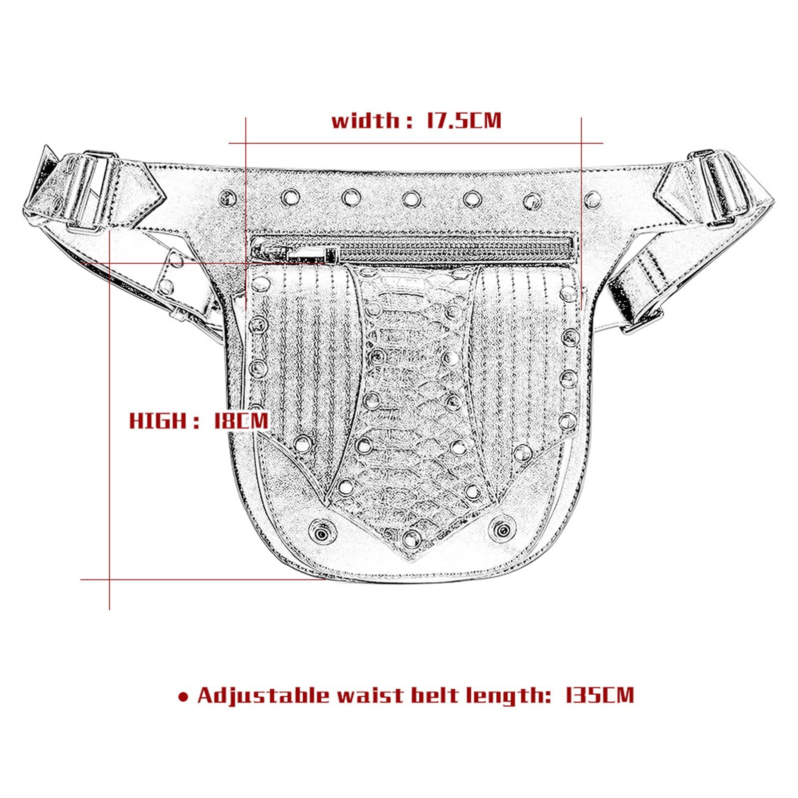 Marsupio Punk Borsa a tracolla da donna Steampunk a tattica Marsupio per Escursioni in Bicicletta