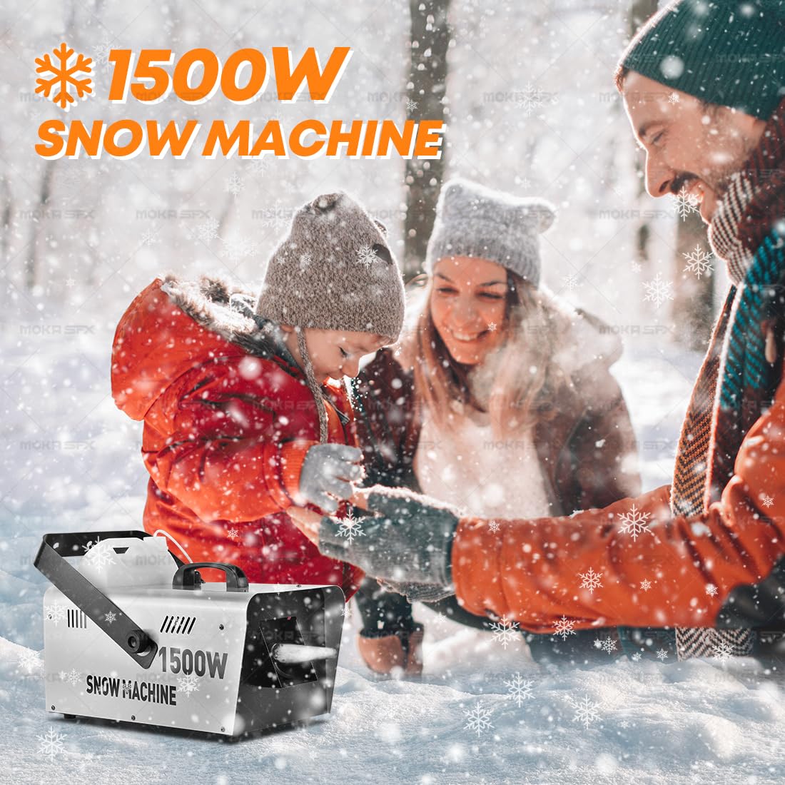 Moka SFX Snow Machine 1500W Snow Making Machine Snowflake Maker With Remote for Christmas Wedding Kids Party Stage Effect