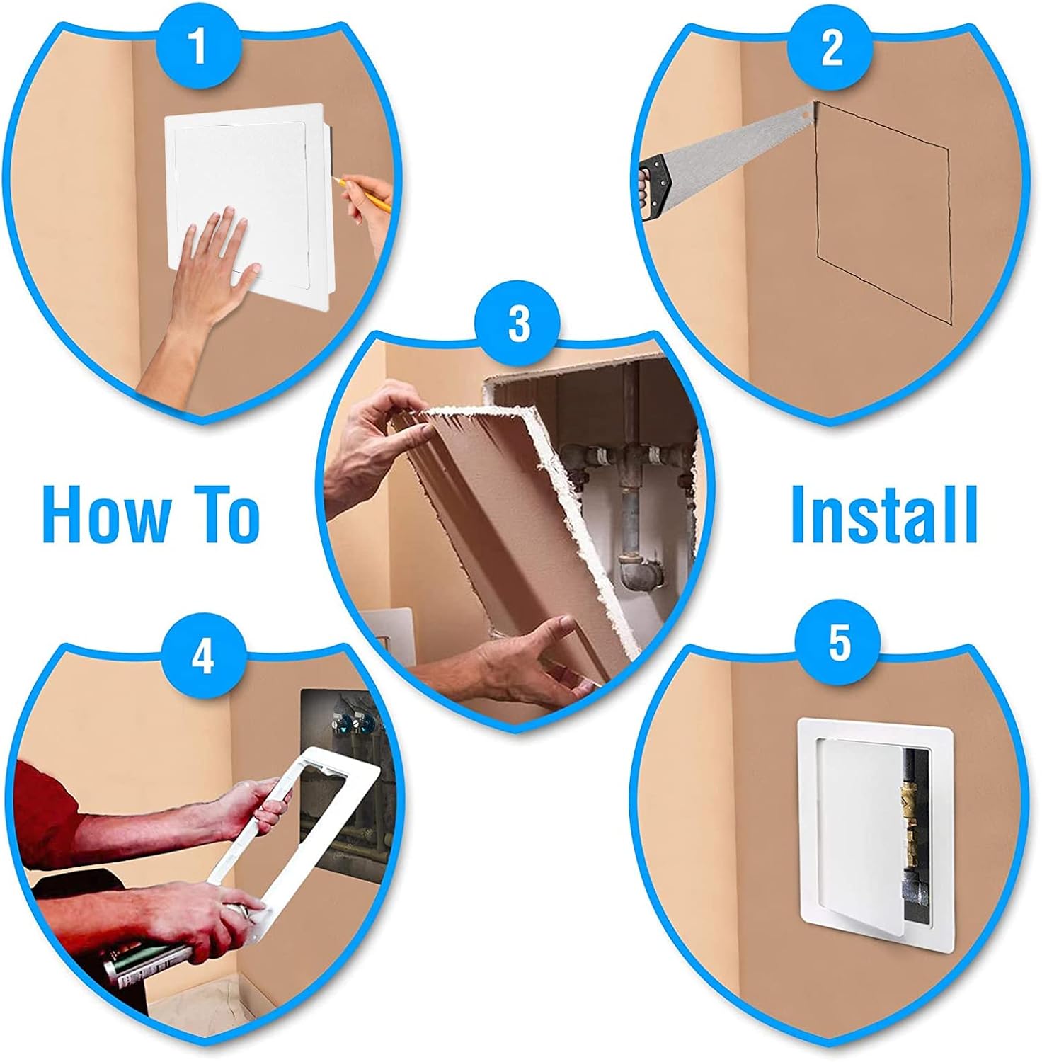 Morvat Access Panel 8x8 Inch for Drywall & Ceiling with Door, Heavy-Duty Durable ABS Plastic & Easy Install Access Box, Wall Hole Cover Plate for Plumbing & Electrical Cables & Wiring, White