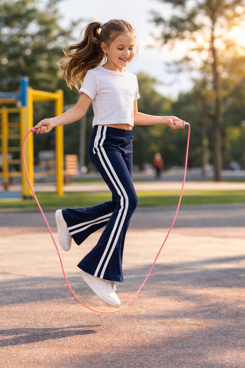T2F Leggings svasati da ragazza, confezione da 5, pantaloni bootcut in cotone elasticizzato con strisce laterali, comodi abbigliamento sportivo per bambini, combinazione multicolore (2-14 anni)