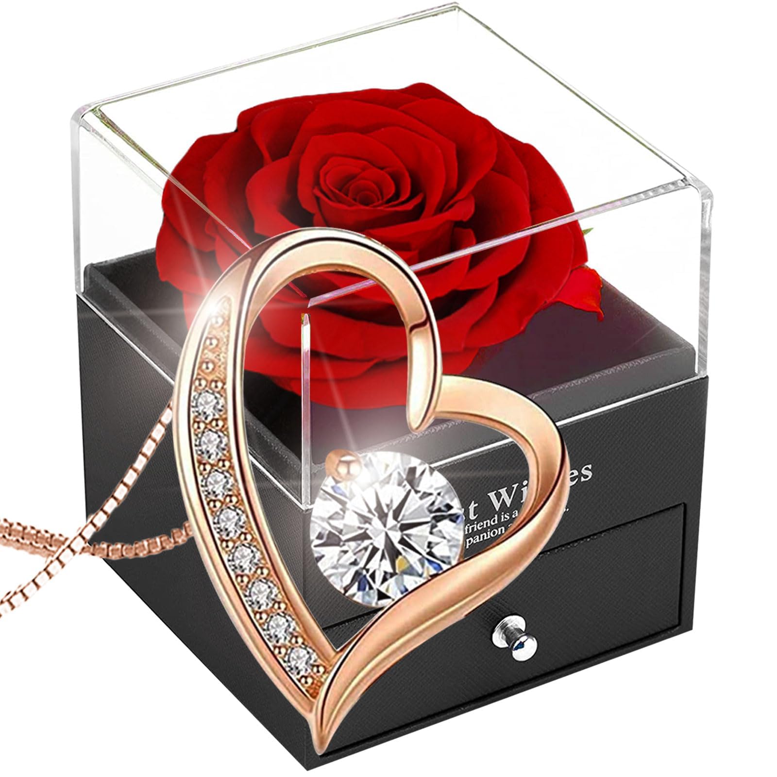 Sponsored Ad – SWEETIME Eternal Rose Gift Box Preserved with Necklace,Forever Red Rose with 925 Sterling Silver Heart Necklace,Mothers Day Gift,Enchanted Real Flower Box for Her on Valentine's Day Anniversary