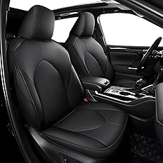 AOMSAZTO Custom Fit Highlander Seat Covers: for Toyota Highlander 2020 2021 2022 2023 2024 2025-Three-Row 7 Seats,Second Row Captain Chair Faux Leather-Black