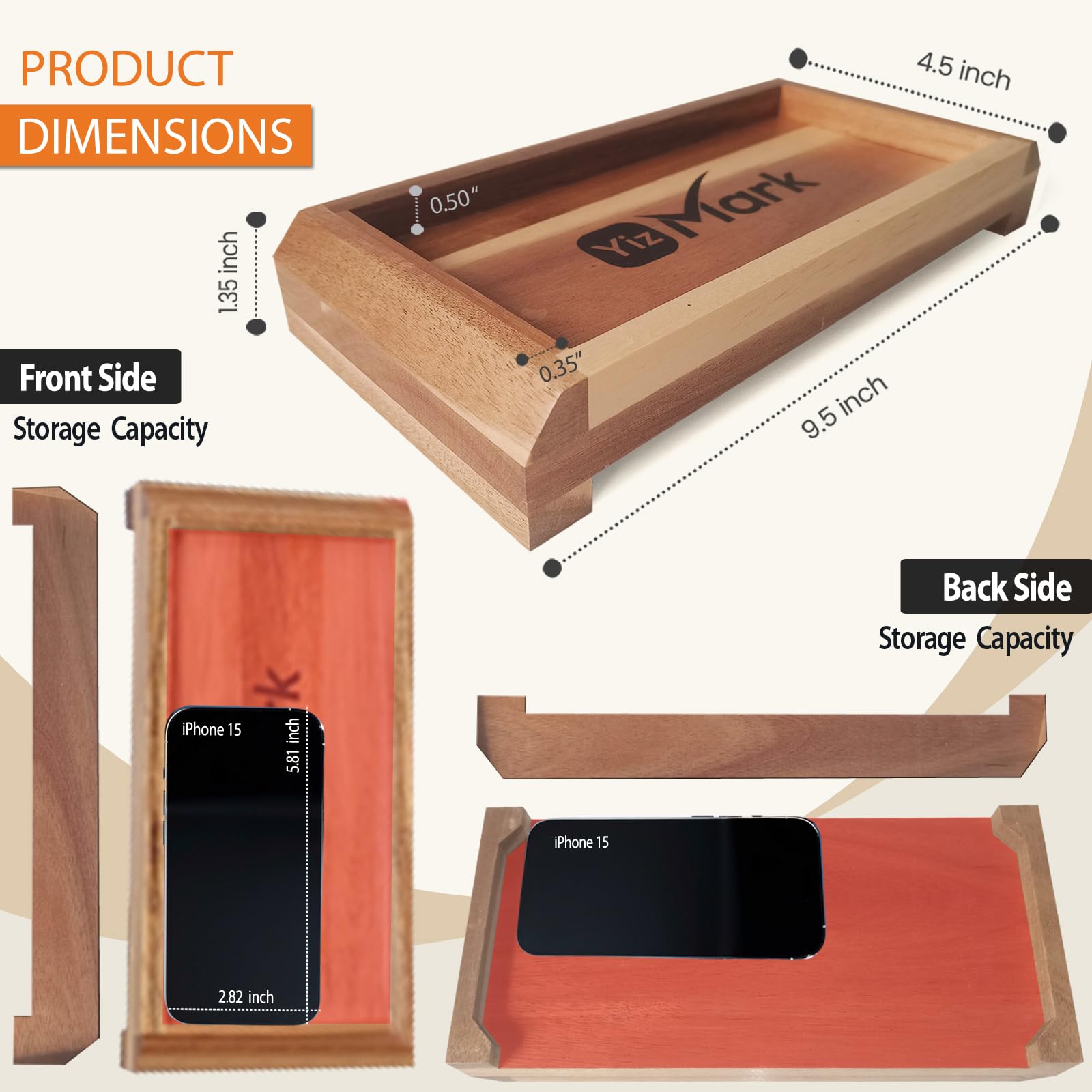 Eco-Friendly Solid Wood Bathroom Vanity Tray With Silicone Mat – Decorative Riser & Organizer For Countertops, Dual-Sided