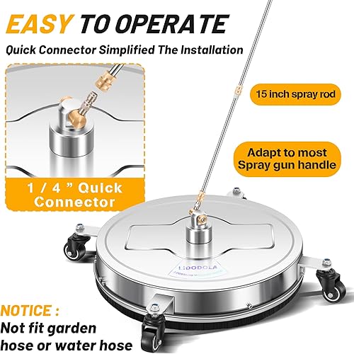 Miniatura 112 de PWS14G - Limpiador de superficies de hidrolavadora de 14 pulgadas con 4 ruedas, limpiador de superficies de acero inoxidable verde recubierto