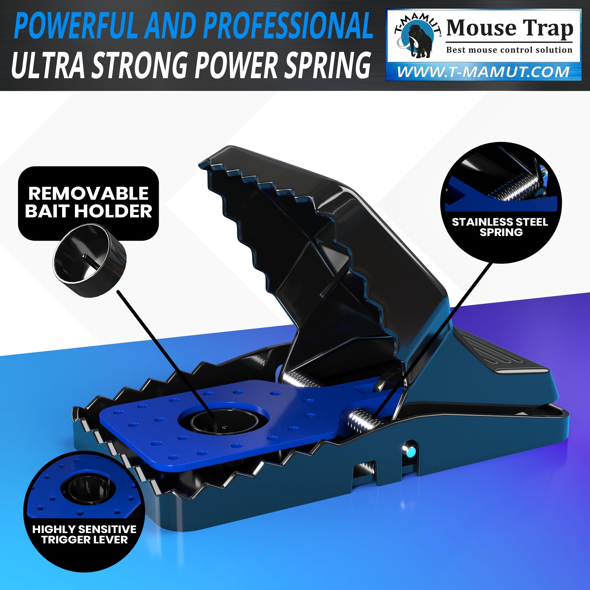 T-MAMUT Piege A Souris XXL 21cm 4 Pièges pour Grands Rats Professionnel Réutilisable Très Puissantes Piège à Rats pour Intérieur Et Extérieur Piège à Souris Piège à Rat Et Rongeurs Petits Rongeur