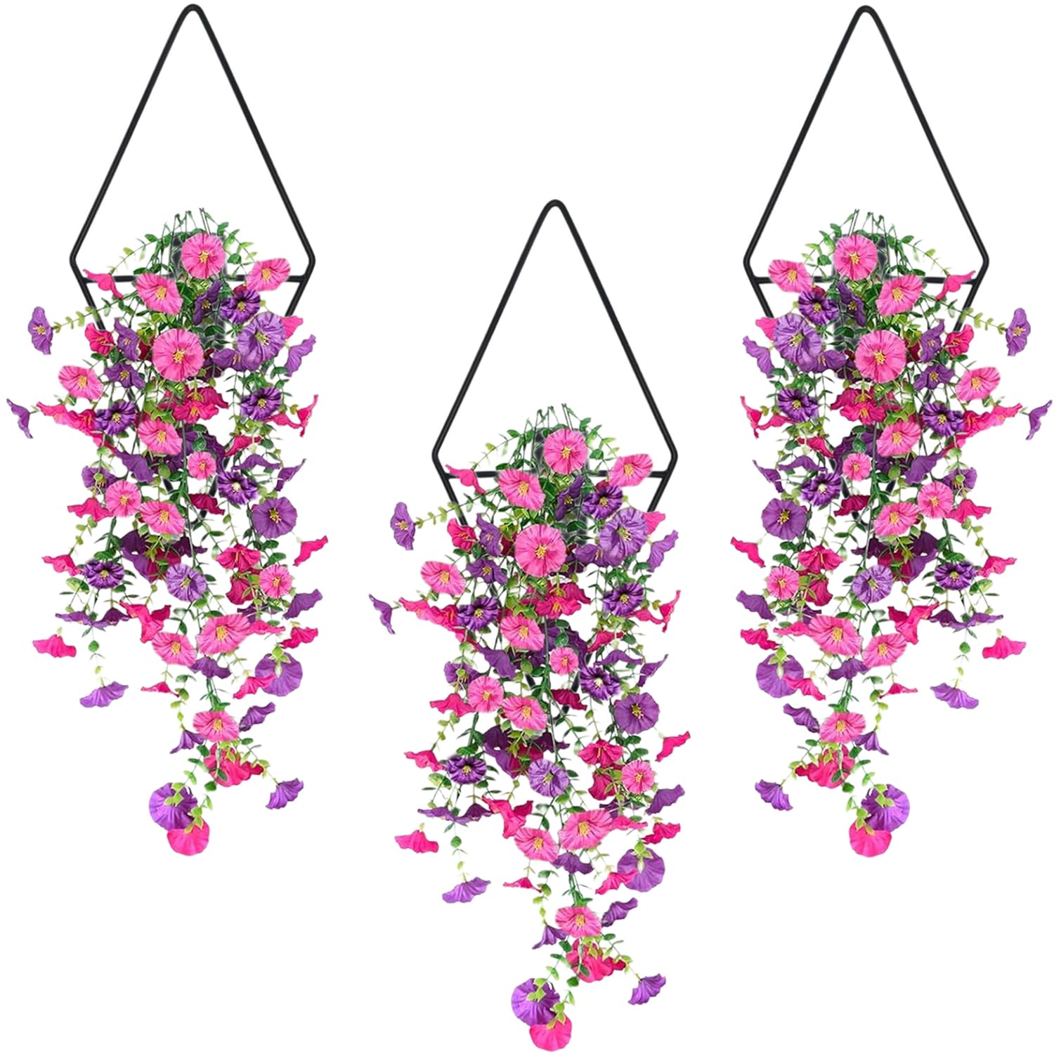 OrgMemory 3 Pack Wall Planter Vase With Artificial Plants, Wall Hanging Decor, Artificial Hanging Plants, Boho Wall Art for Living Room Bedroom Kitchen Wall Office Garden