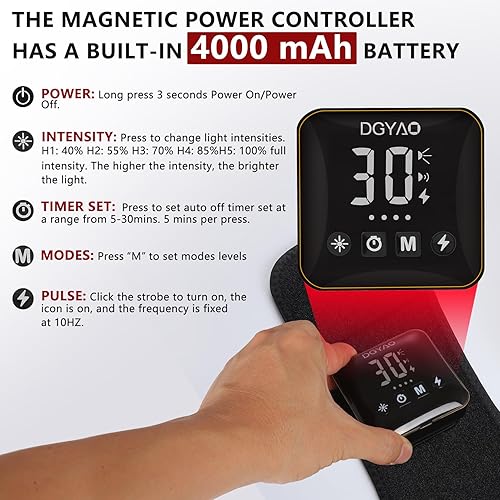 Miniatura 4 de DGXINJUN Terapia de luz roja inalámbrica, cinturón de terapia de luz infrarroja, dispositivo de alivio del dolor muscular, cinturón portátil LED
