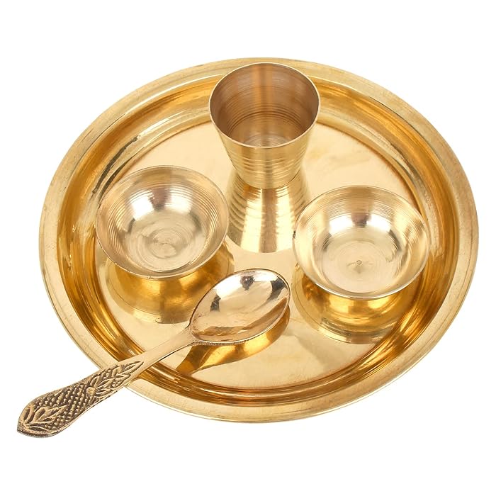 Buy Crafts of India Prasad Bhog Thali Indian Hindu God Rituals Puja Plate. Set of 4 Pieces