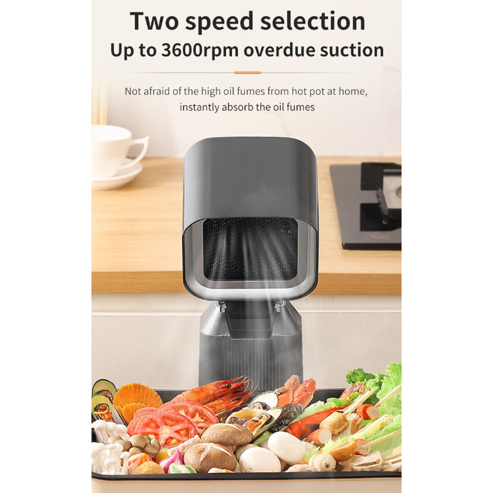 Ejoyous Tragbare Mini-Dunstabzugshaube mit 2 Geschwindigkeitsstufen, Abnehmbarem Filter, Ölauffangschale für Wohnung, Wohnmobil, Kochen, Grillen
