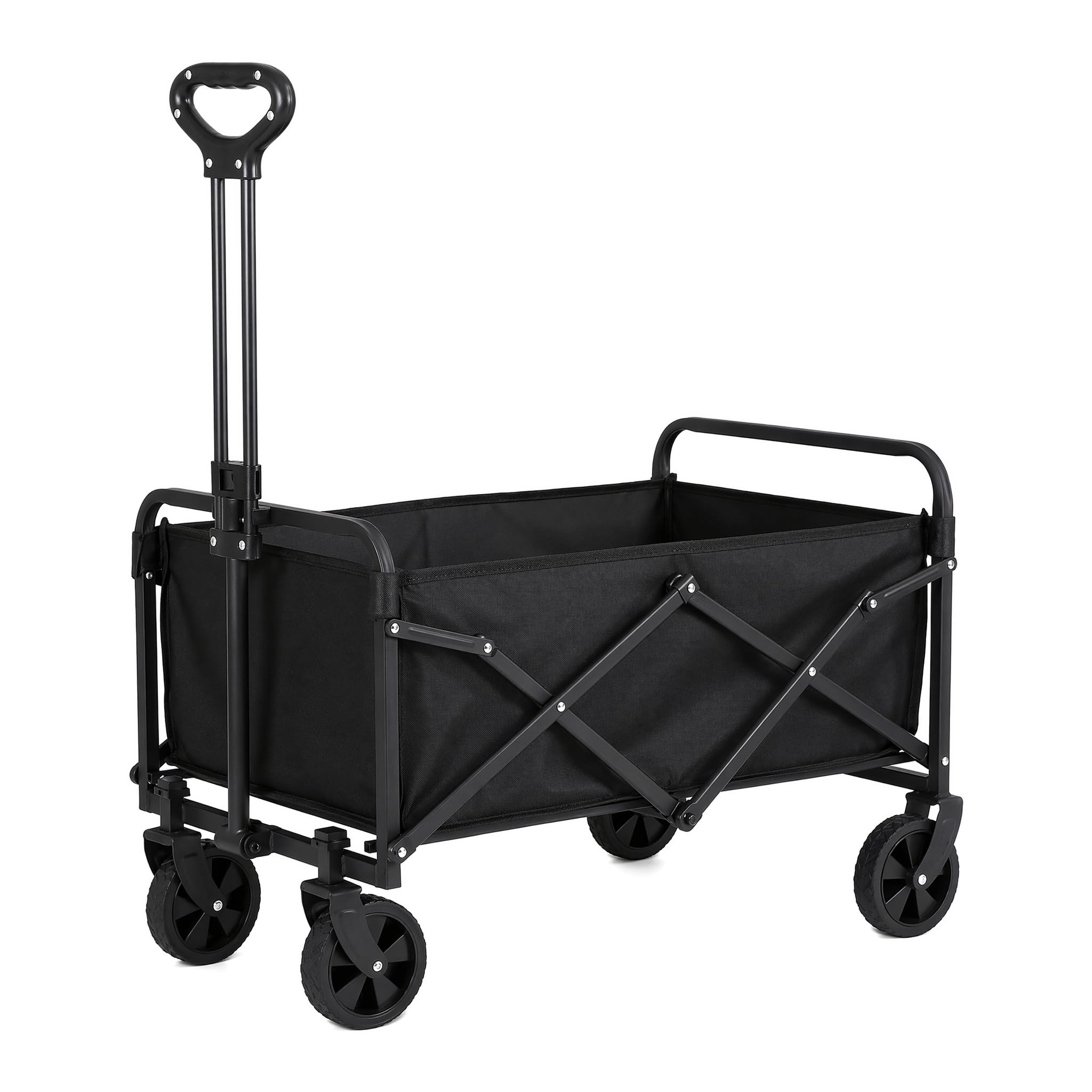 Carrello pieghevole resistente multiuso per esterni, portata 75 kg, carrello pieghevole con ruote per tutti i terreni e maniglia regolabile, per spiaggia, giardino, campeggio, shopping, veloce