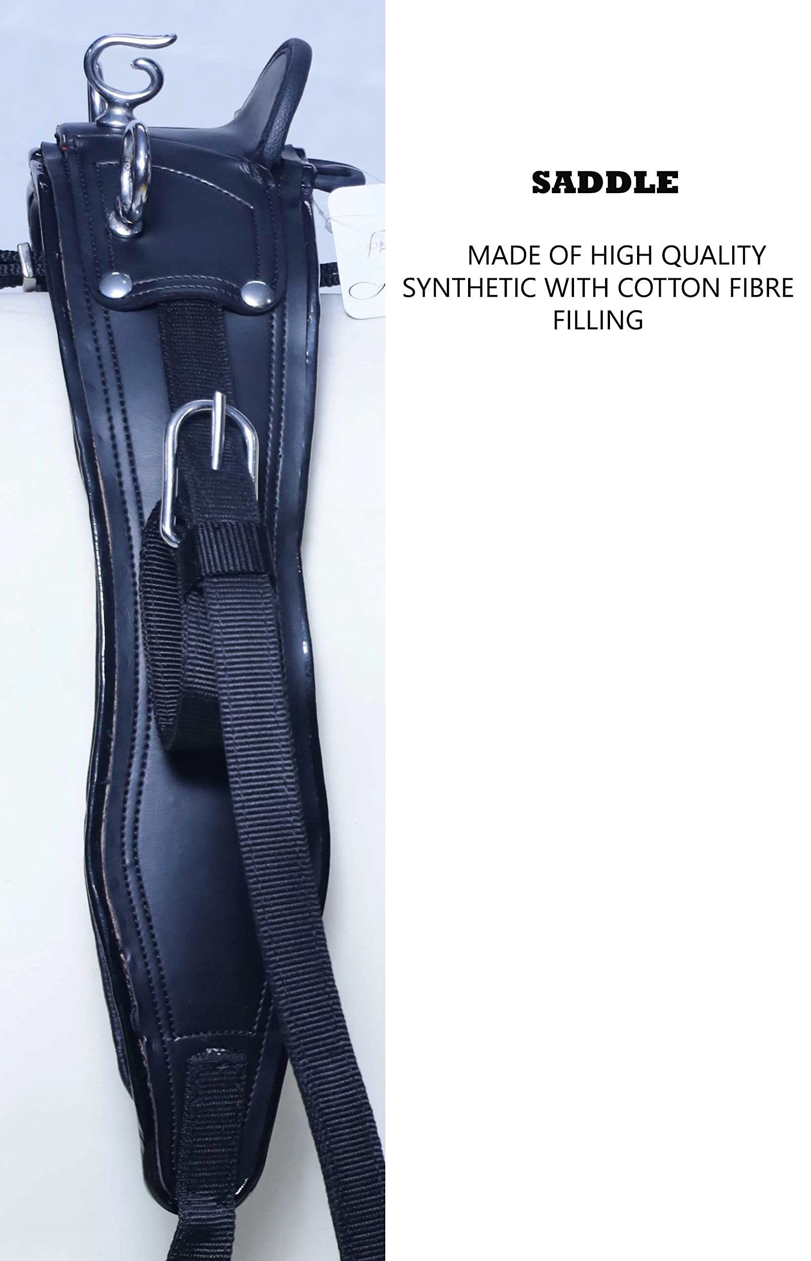 Harnais de conduite en nylon pour cheval Noir Taille complète