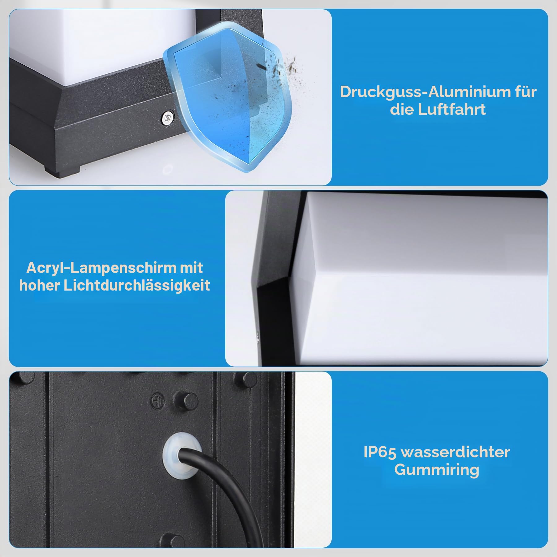 LED Außenwandleuchte IP65 18W Wandlampe Haus Garten Schwarz Licht