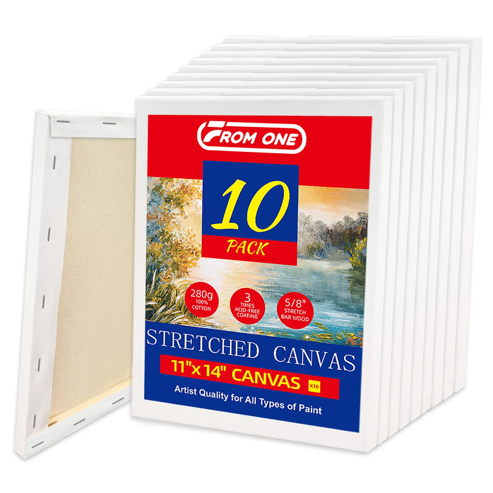 10-Pack 28x35cm Canvas Set 280gsm Cotton Triple Primed for Acrylic & Oil — image 1
