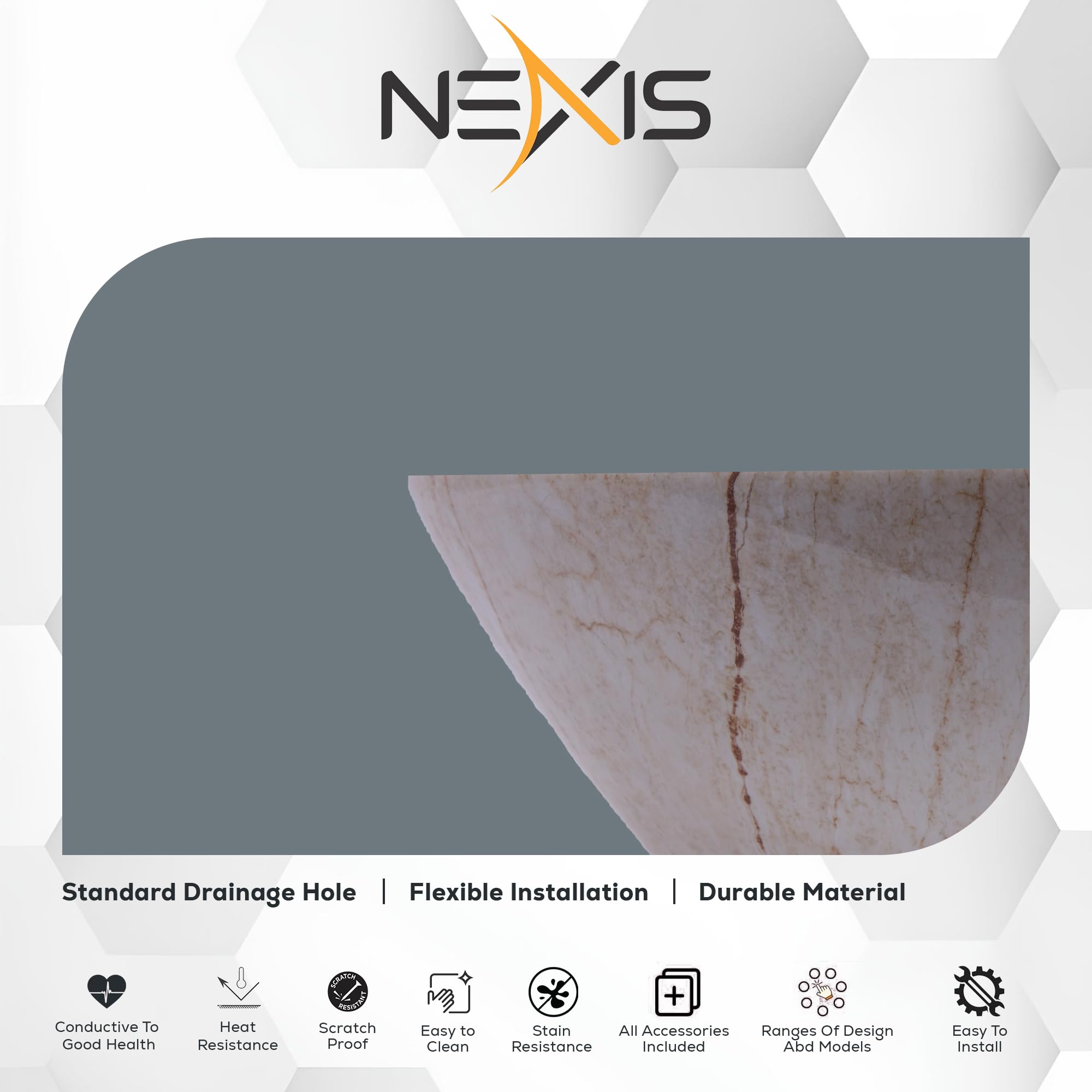 NEXIS Designer Ceramic Wash Basin For Bathroom | Over Counter Bathroom Basin | Counter Top Bathroom Sink | Wash Basin For Restaurant, Hotel (16 x 13 x 5 Inch) (Peach N Maroon) 3