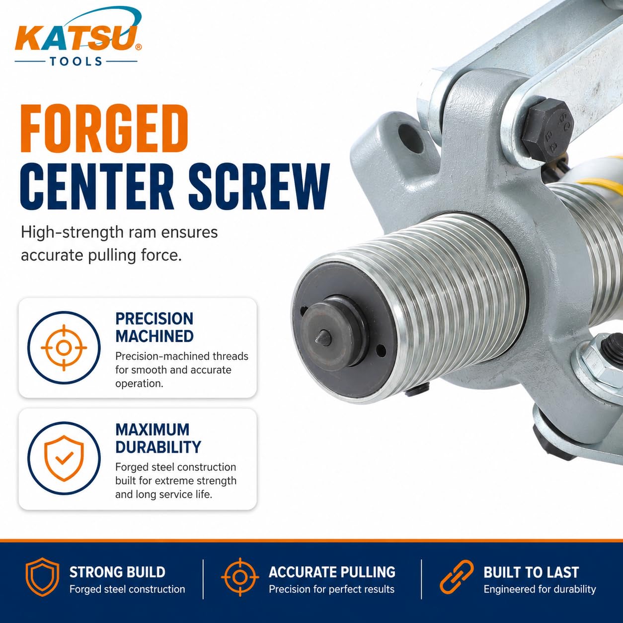 KATSU Extractor Hidráulico de Engranajes 15 Ton, Unidad Integral 3 Mordazas Polea de Prensa Hidráulica Manual Rodamientos de Rueda Motor Cubo Separador 450572