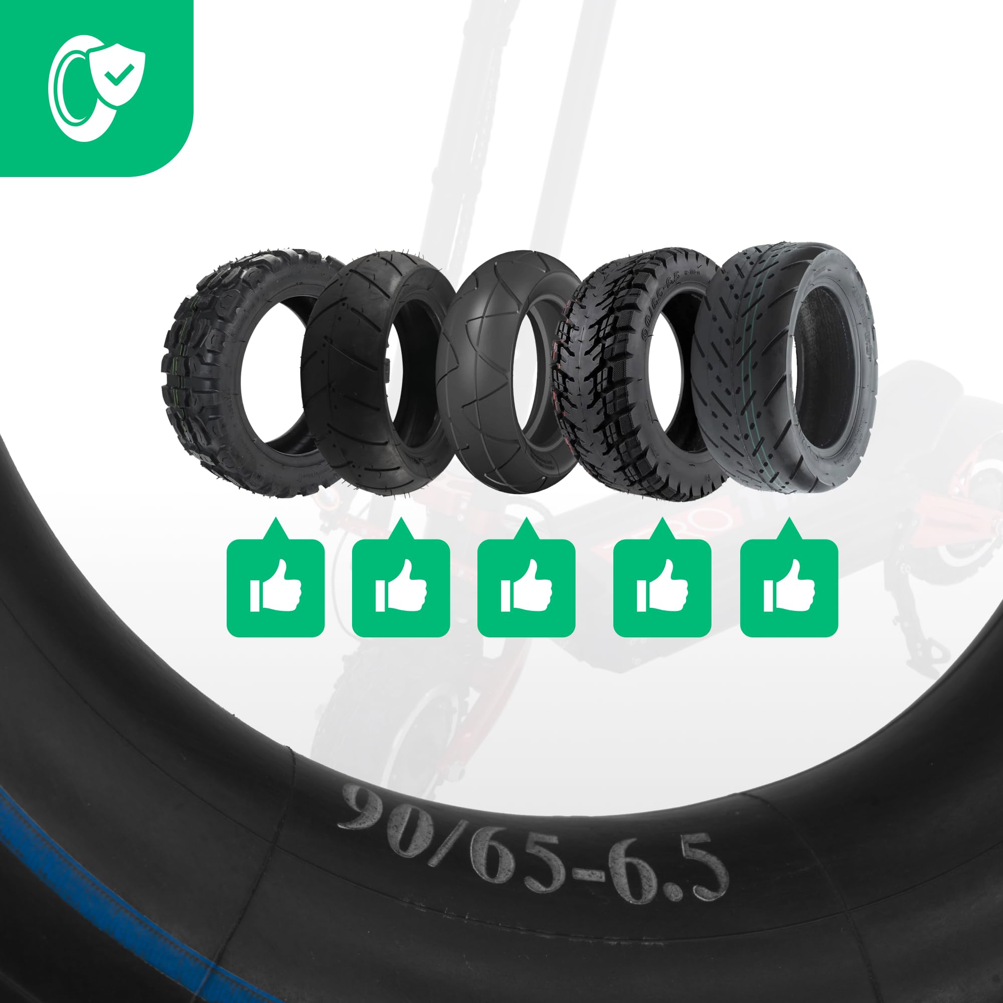MOOVMOOV - 2 Chambres à air 90/65-6.5 (11 Pouces) pour Trottinette Électrique - Valve coudée 100/90 | Compatible avec Pneu Gonflable 90/65-6.5 Off-Road, Slick et Road.