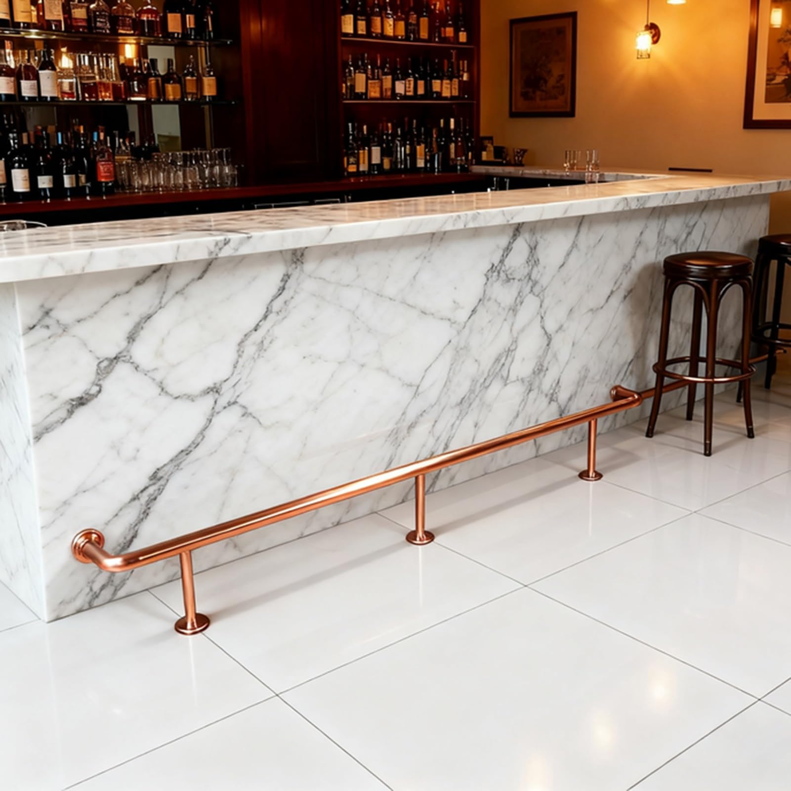 Kit de reposapiés de Acero Inoxidable Cepillado de 55,1" x 7,9" con Tubo Horizontal, reposapiés y Extensor de Pared, barandilla Plana para terrazas y Patios.