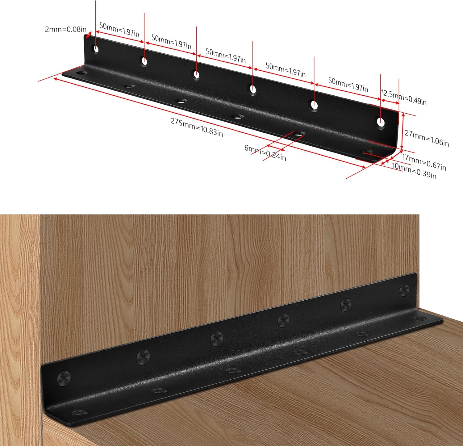 4PCS Angle Brackets, L Corner Brackets Stainless Steel, Wood Metal Joining Fixing Repairing Jointing Furniture Shelves Cabinets for Home Barn Shed Garage Gardens Reinforcement with Screws 27x27x275mm 3 71Xo30ZtenL. AC SL1500