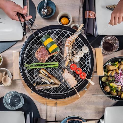Auplex Hibachi Style Yakatori Charcoal Ceramic Grill, Circular Japanese Bbq Grill Table Bbq For Outdoor Charcoal Barbecues Camping #TOP4